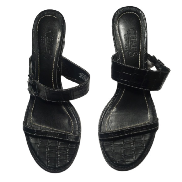 CHAPS Kourtney Black Strappy Slip on Heels 6.5 - Picture 6 of 6